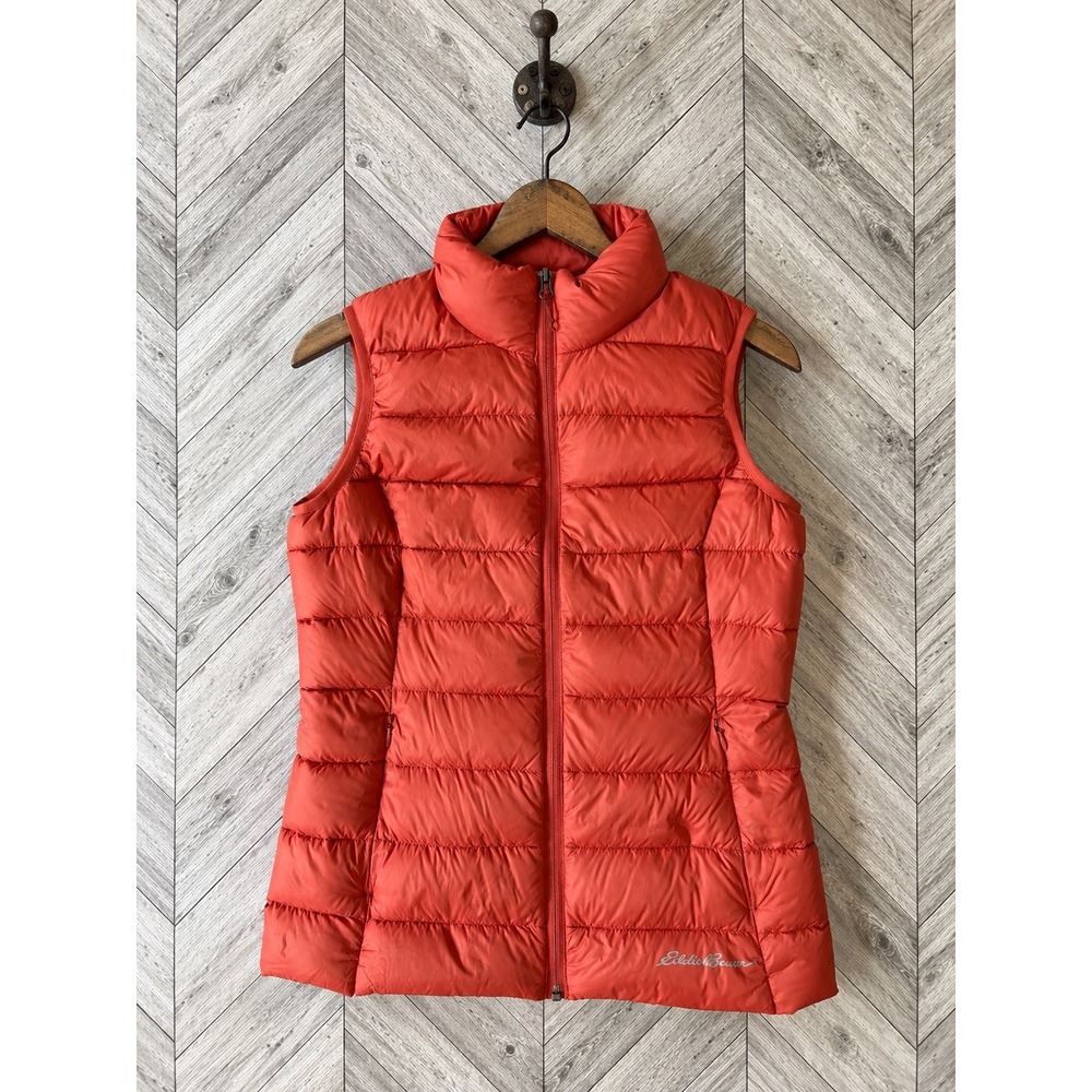 Eddie Bauer Puffer Vest 650 Fill Down Quilted Burnt Orange Womens XS